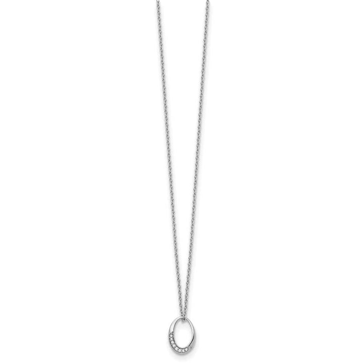 Sterling Silver White Ice Diamond Open Oval 20 inch Necklace