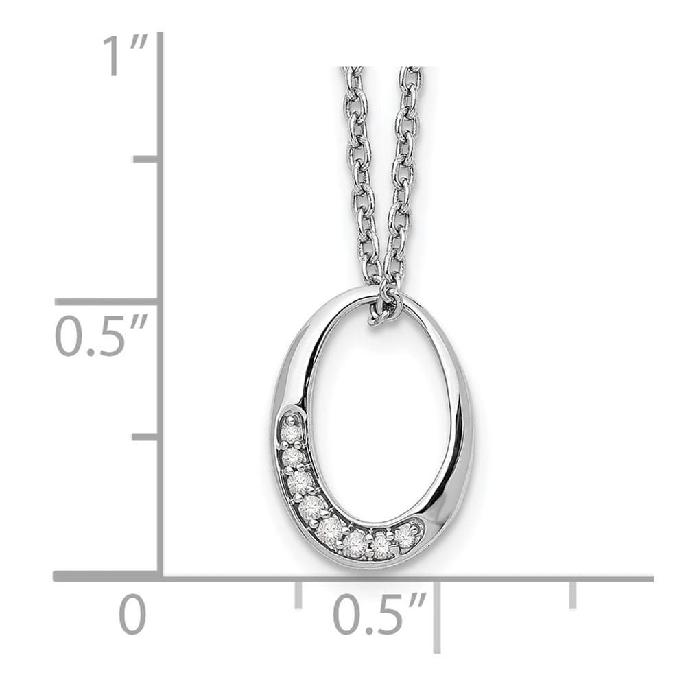Sterling Silver White Ice Diamond Open Oval 20 inch Necklace