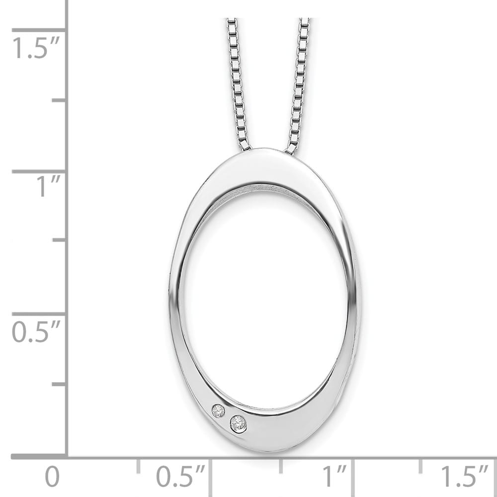 Sterling Silver White Ice Diamond Open Oval Box Chain 20 inch Necklace