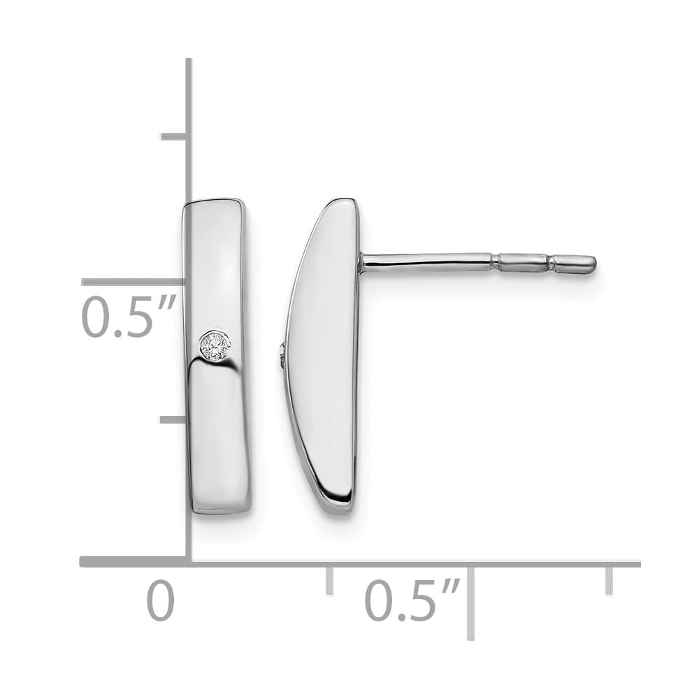 Sterling Silver White Ice Diamond Post 15 x 3 mm Earrings, view 4 of 7