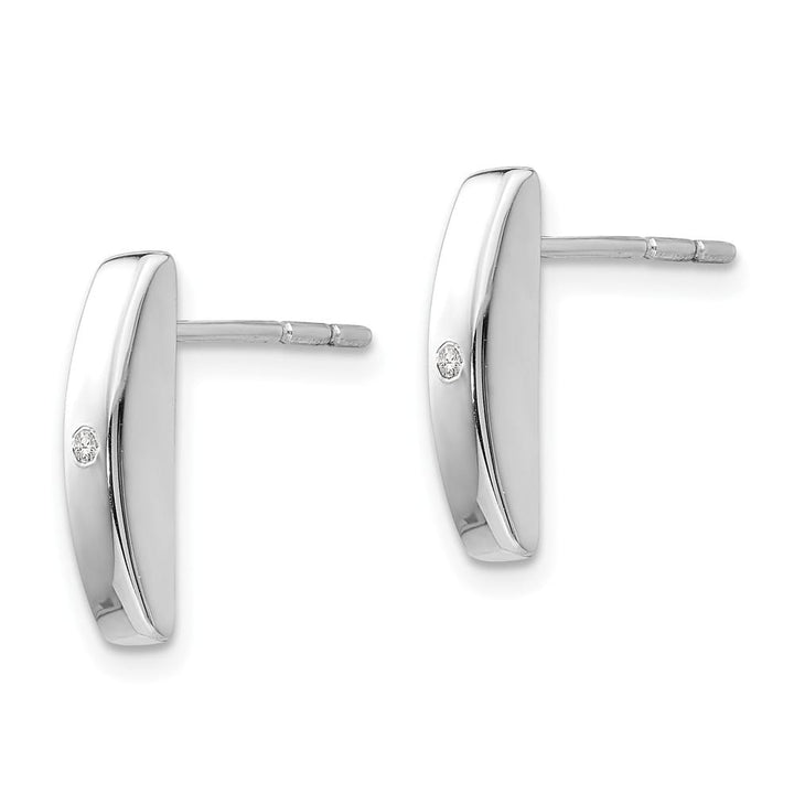 Sterling Silver White Ice Diamond Post 15 x 3 mm Earrings, view 2 of 7