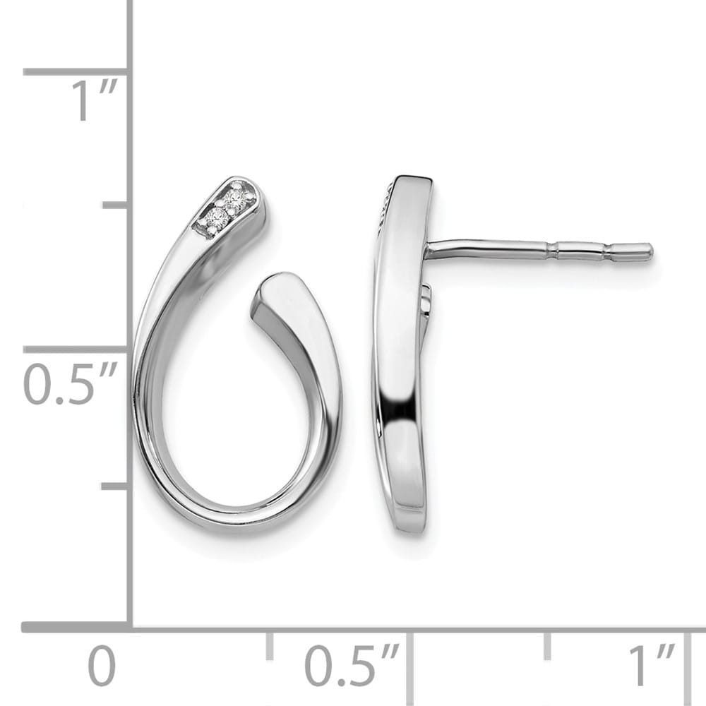 Sterling Silver White Ice Diamond Post 17 x 11 mm Earrings, view 4 of 7