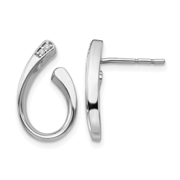 Sterling Silver White Ice Diamond Post 17 x 11 mm Earrings, view 1 of 7