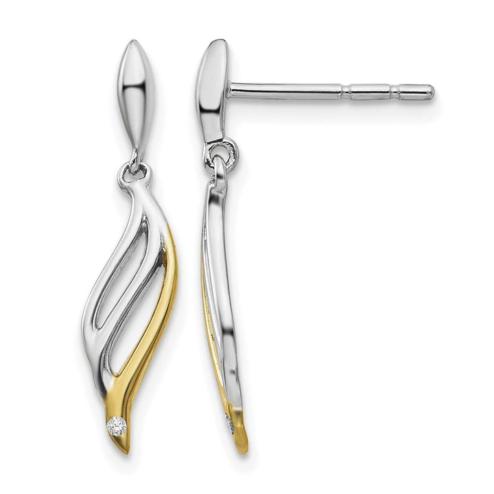 Sterling Silver White Ice Diamond Post Dangle Earrings, view 1 of 7