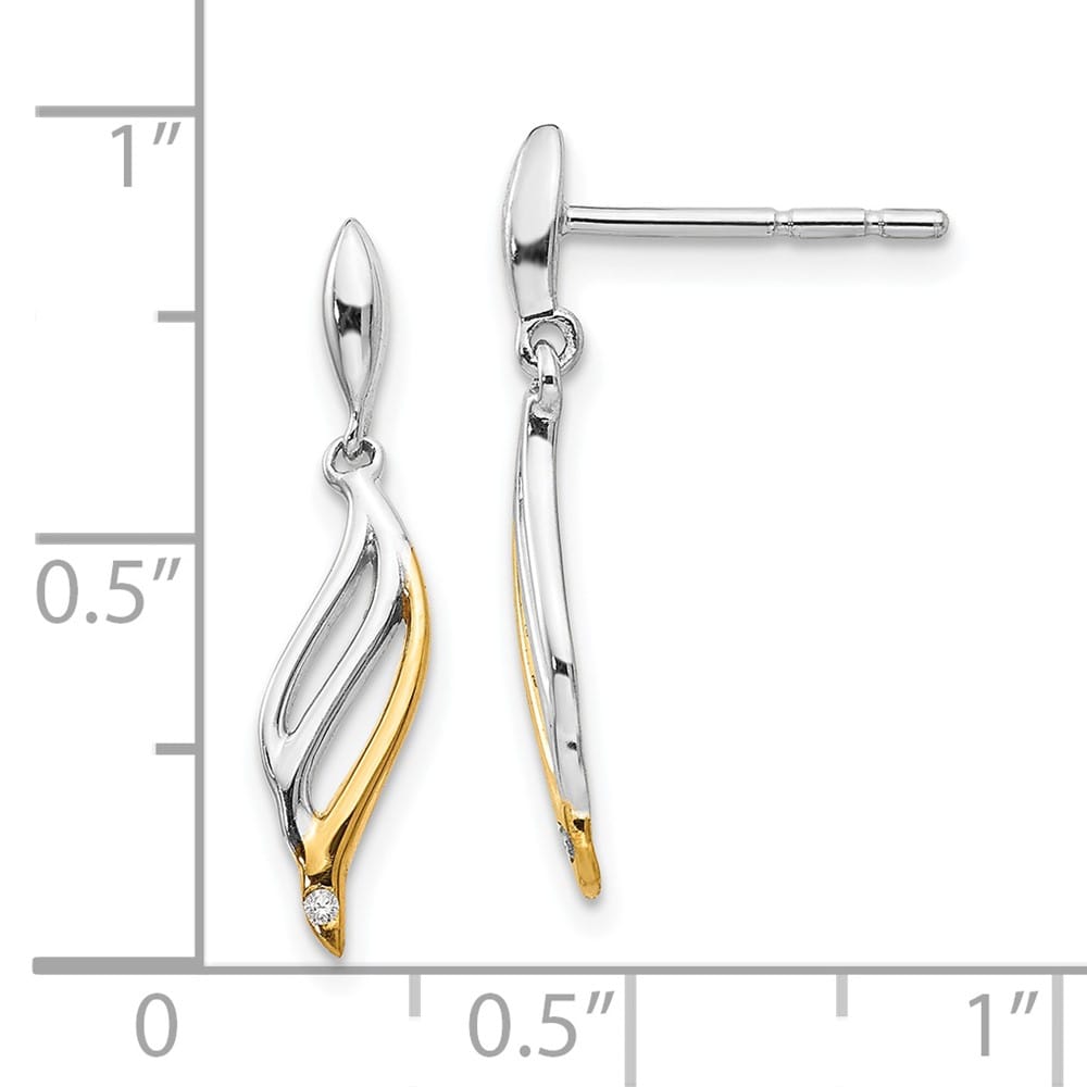 Sterling Silver White Ice Diamond Post Dangle Earrings, view 4 of 7