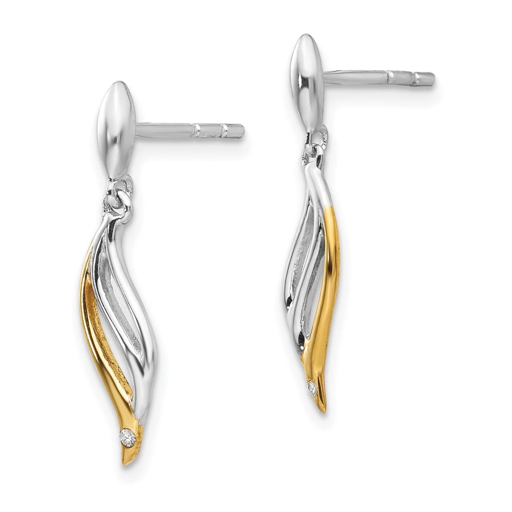Sterling Silver White Ice Diamond Post Dangle Earrings, view 2 of 7