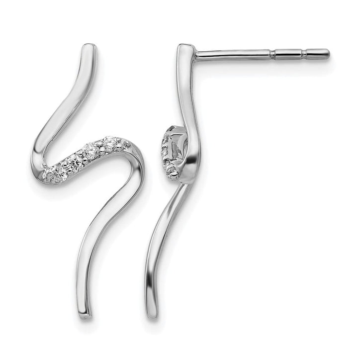 Sterling Silver White Ice Diamond Post Dangle S Shaped Earrings, view 1 of 7