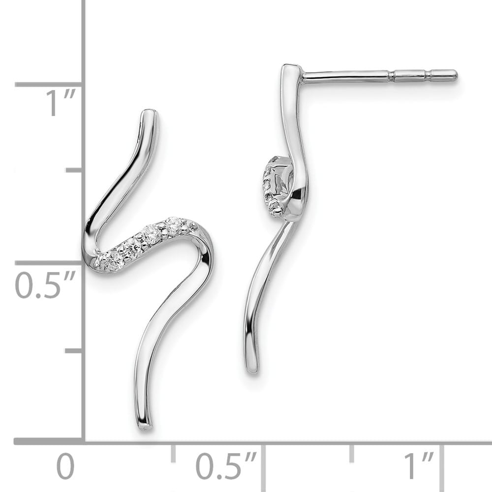 Sterling Silver White Ice Diamond Post Dangle S Shaped Earrings, view 4 of 7