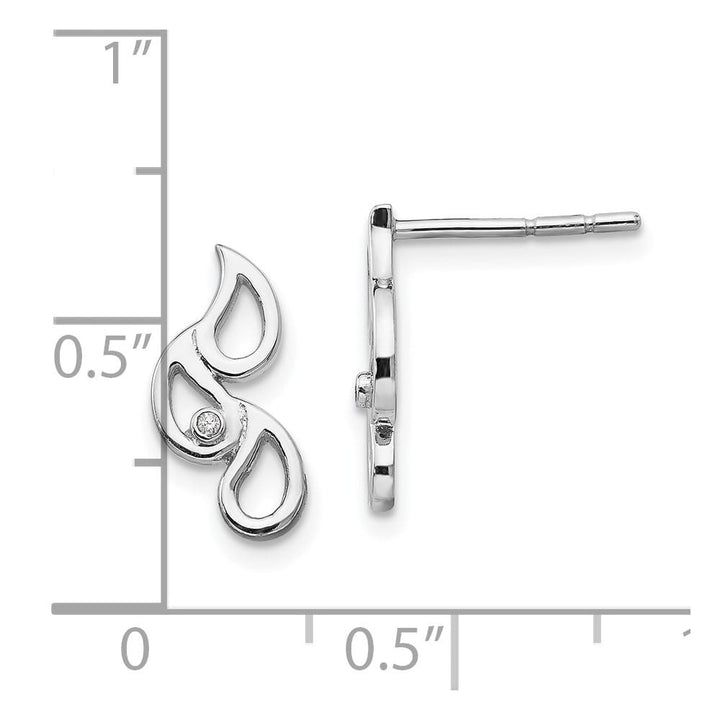 Sterling Silver White Ice Diamond Raindrop Post Earrings, view 4 of 7