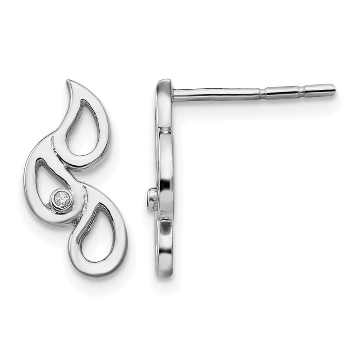 Sterling Silver White Ice Diamond Raindrop Post Earrings, view 1 of 7