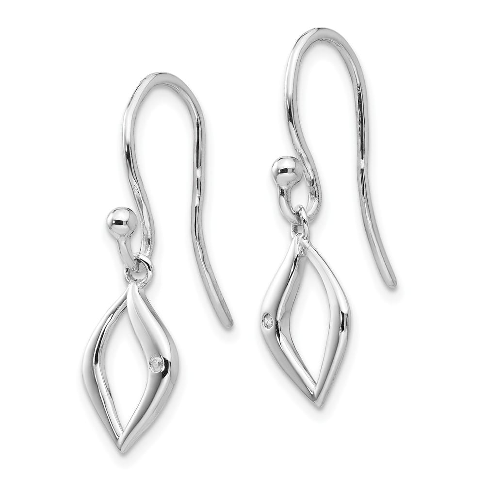 Sterling Silver White Ice Diamond Shepherd Hook Earrings, view 2 of 7