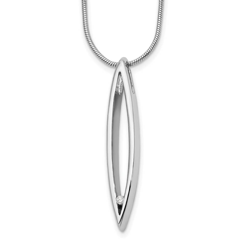 Sterling Silver White Ice Diamond Snake Chain 32x7 mm 20 inch Necklace