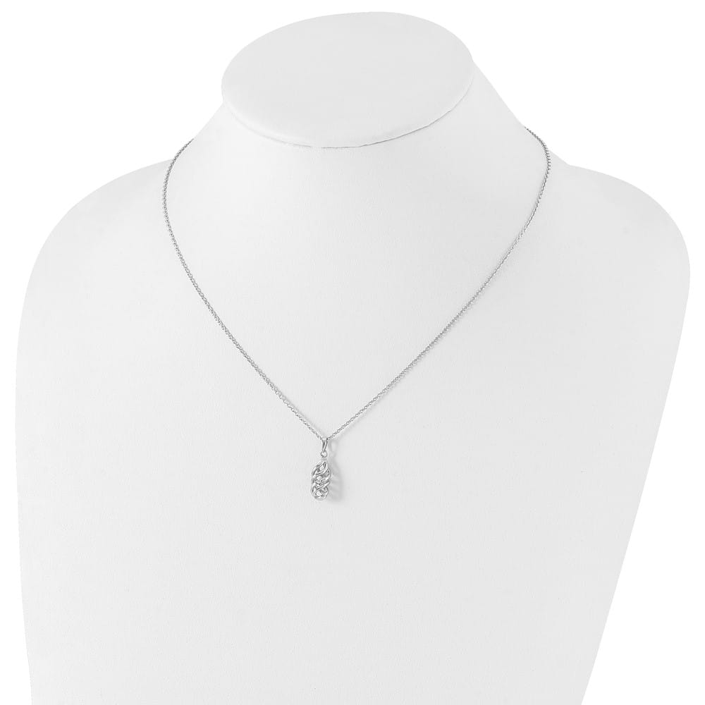 Sterling Silver White Ice Diamond Spiral 20 inch Necklace