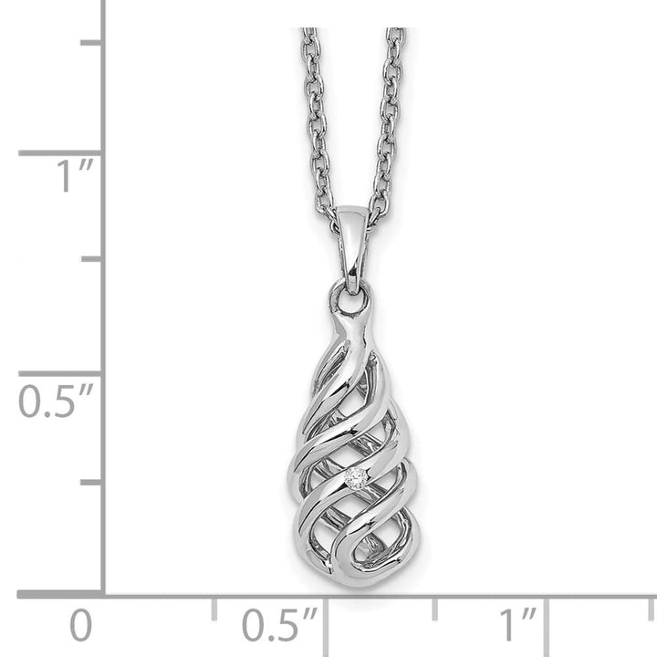 Sterling Silver White Ice Diamond Spiral 20 inch Necklace