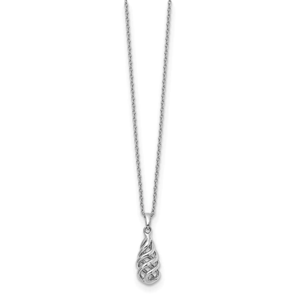 Sterling Silver White Ice Diamond Spiral 20 inch Necklace