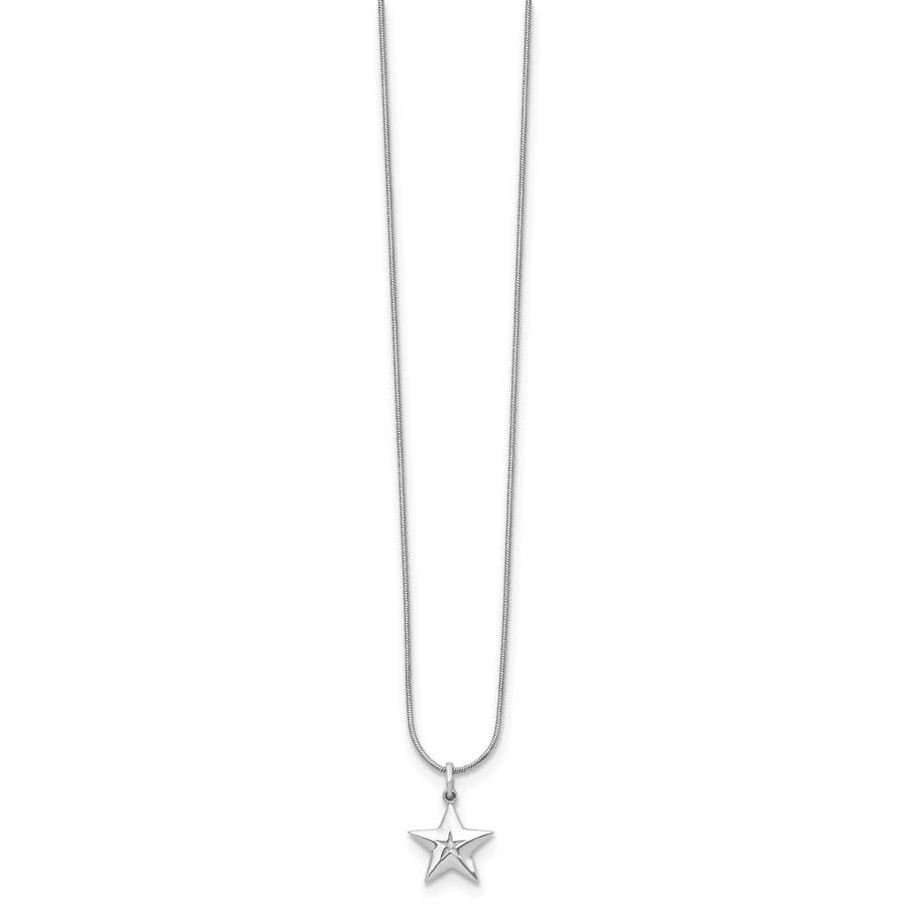 Sterling Silver White Ice Diamond Star 20 inch Necklace