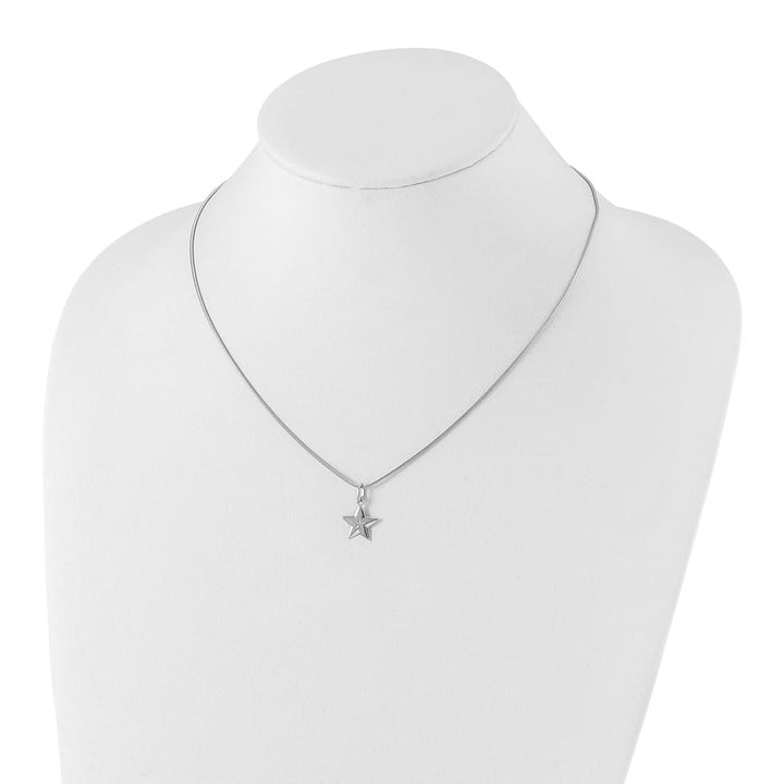 Sterling Silver White Ice Diamond Star 20 inch Necklace