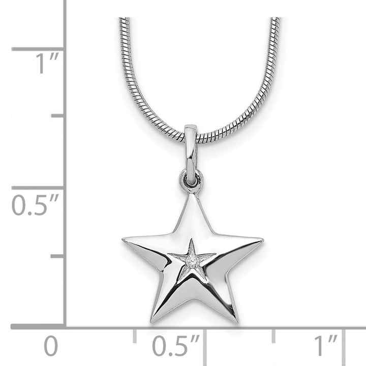 Sterling Silver White Ice Diamond Star 20 inch Necklace