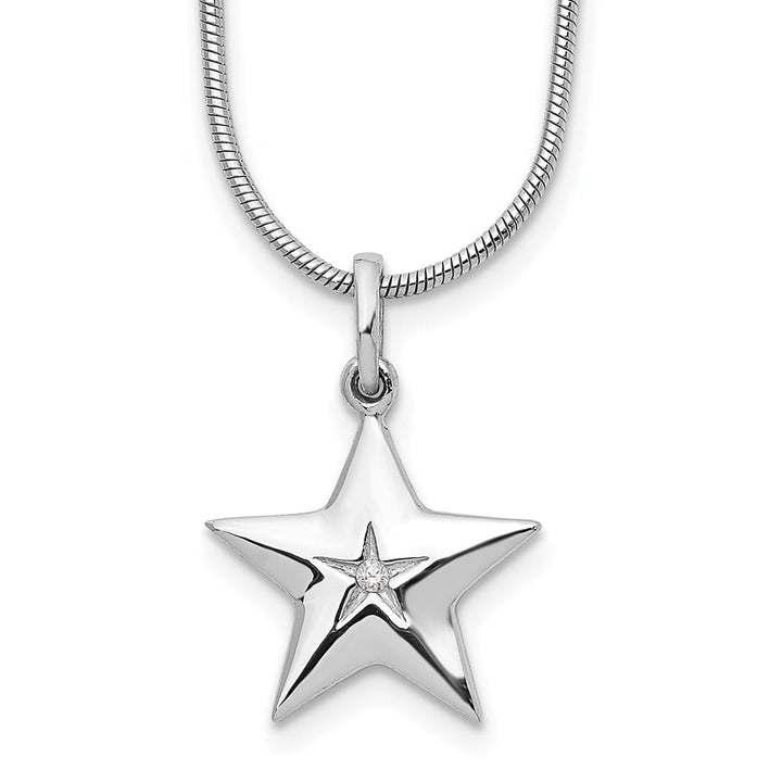Sterling Silver White Ice Diamond Star 20 inch Necklace