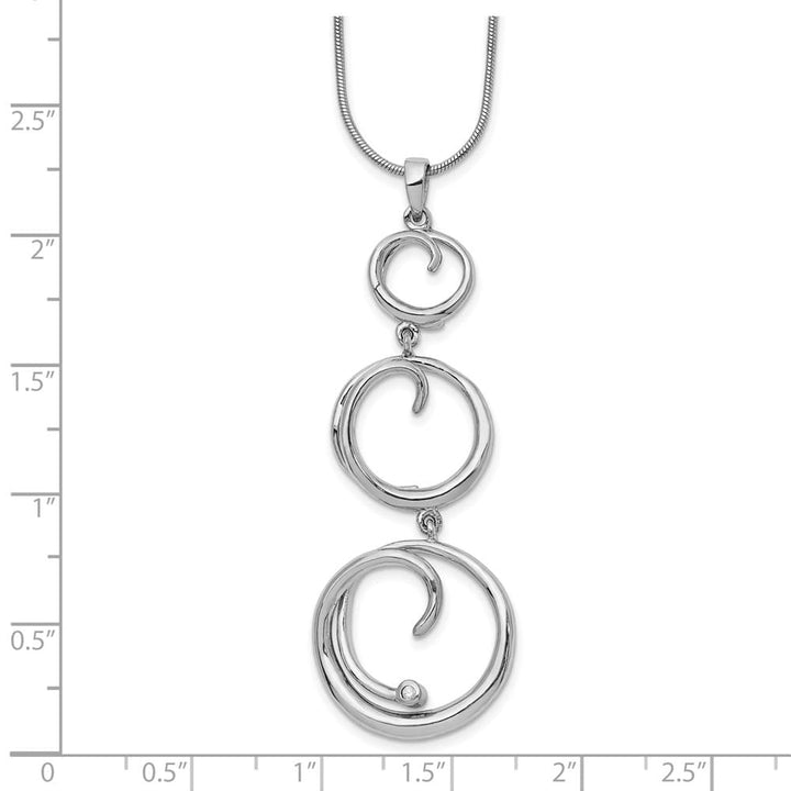 Sterling Silver White Ice Diamond Swirl 62x21 mm 20 inch Necklace
