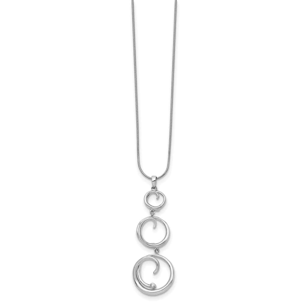 Sterling Silver White Ice Diamond Swirl 62x21 mm 20 inch Necklace