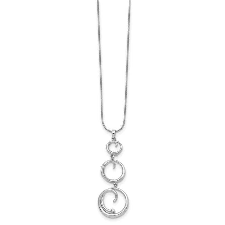 Sterling Silver White Ice Diamond Swirl 62x21 mm 20 inch Necklace