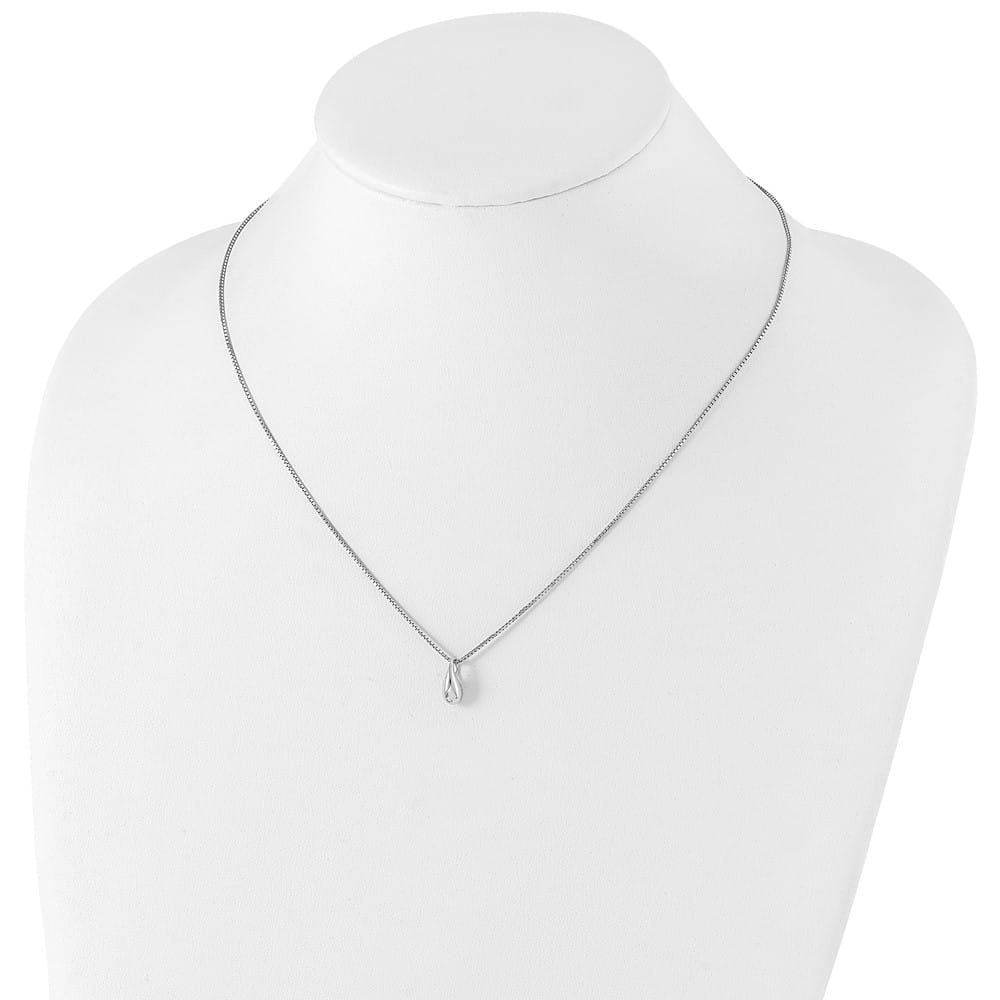 Sterling Silver White Ice Diamond Teardrop 12x6 mm 20 inch Necklace