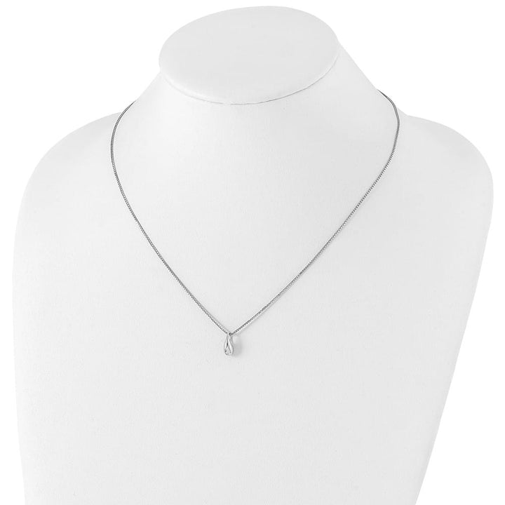 Sterling Silver White Ice Diamond Teardrop 12x6 mm 20 inch Necklace