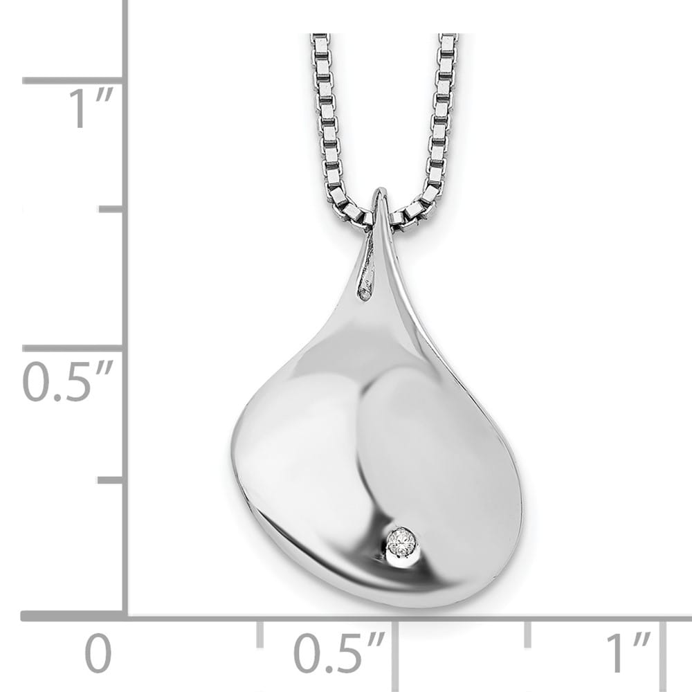 Sterling Silver White Ice Diamond Teardrop 21x15 mm 20 inch Necklace