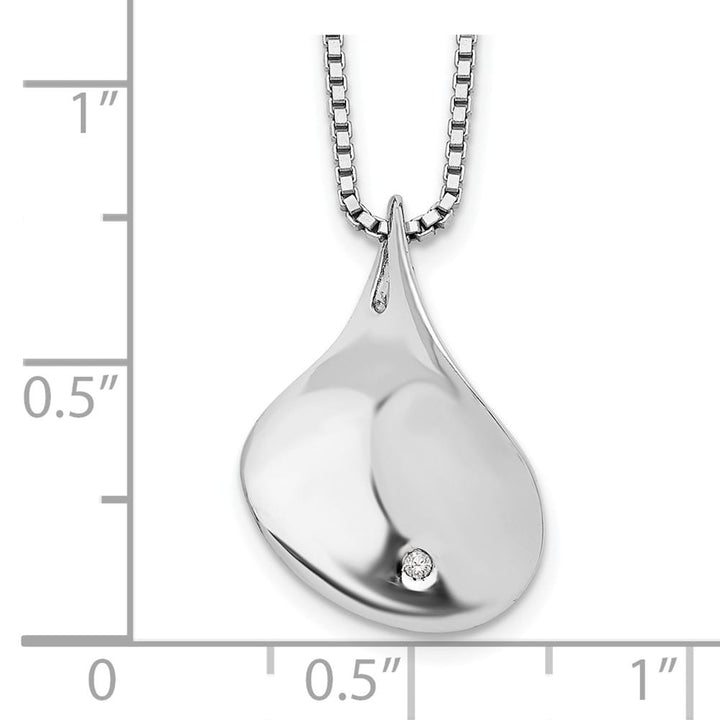 Sterling Silver White Ice Diamond Teardrop 21x15 mm 20 inch Necklace