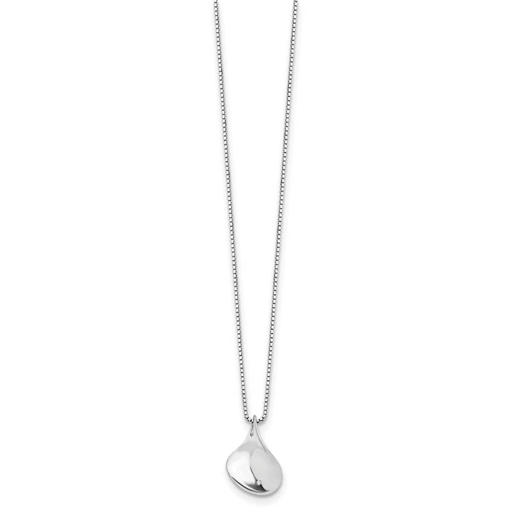 Sterling Silver White Ice Diamond Teardrop 21x15 mm 20 inch Necklace