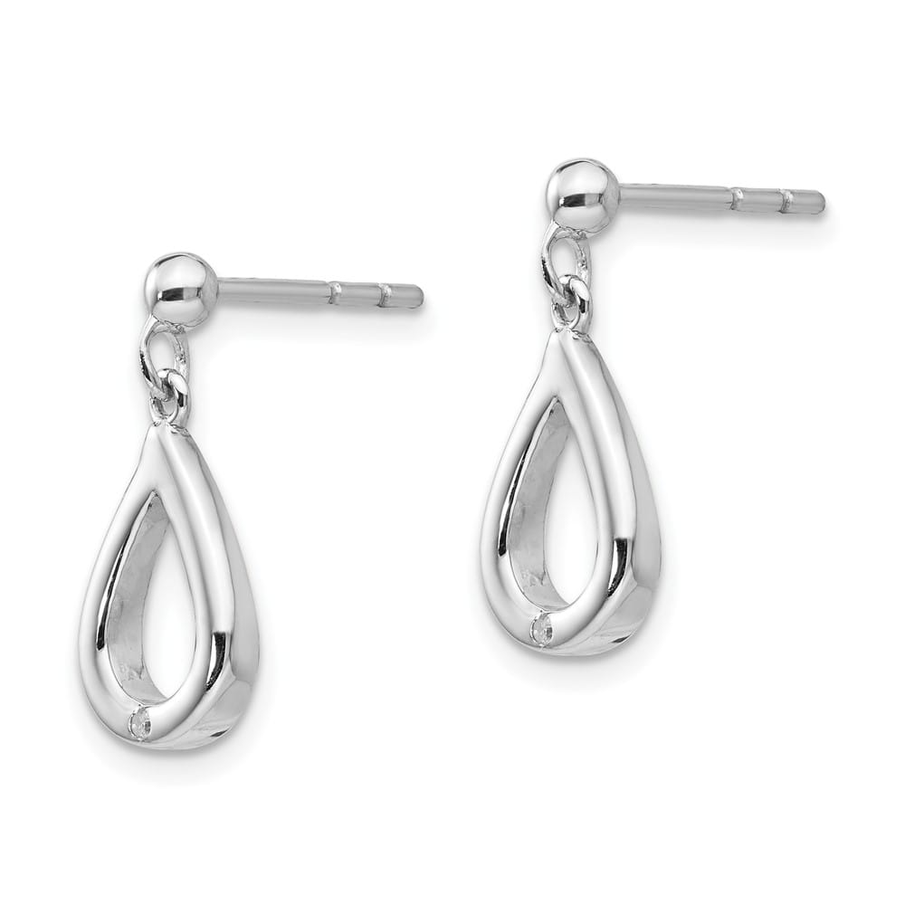 Sterling Silver White Ice Diamond Teardrop Dangle Post Earrings, view 2 of 7
