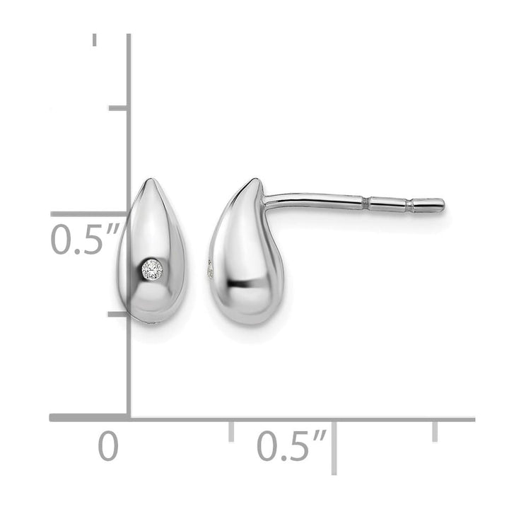 Sterling Silver White Ice Diamond Teardrop Post 9 x 5 mm Earrings, view 4 of 7