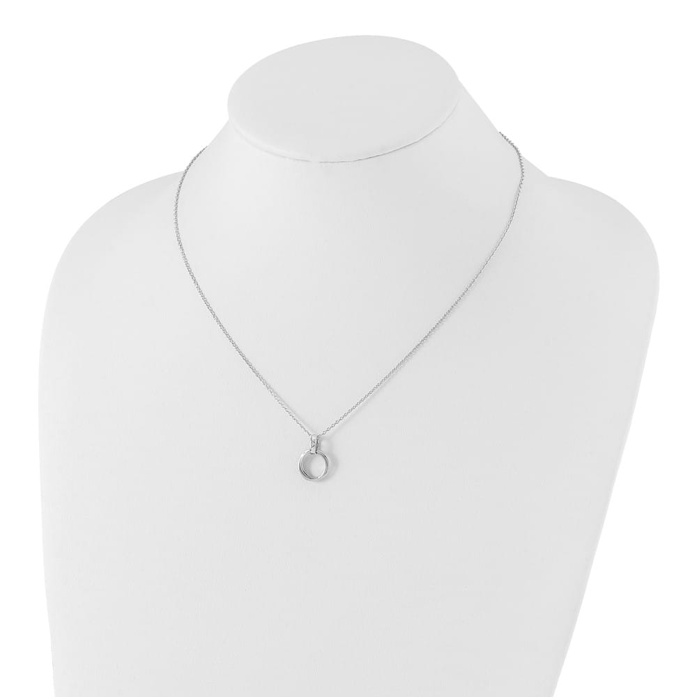 Sterling Silver White Ice Diamond Three Ring 20 inch Necklace