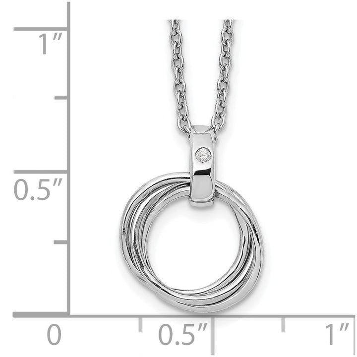 Sterling Silver White Ice Diamond Three Ring 20 inch Necklace