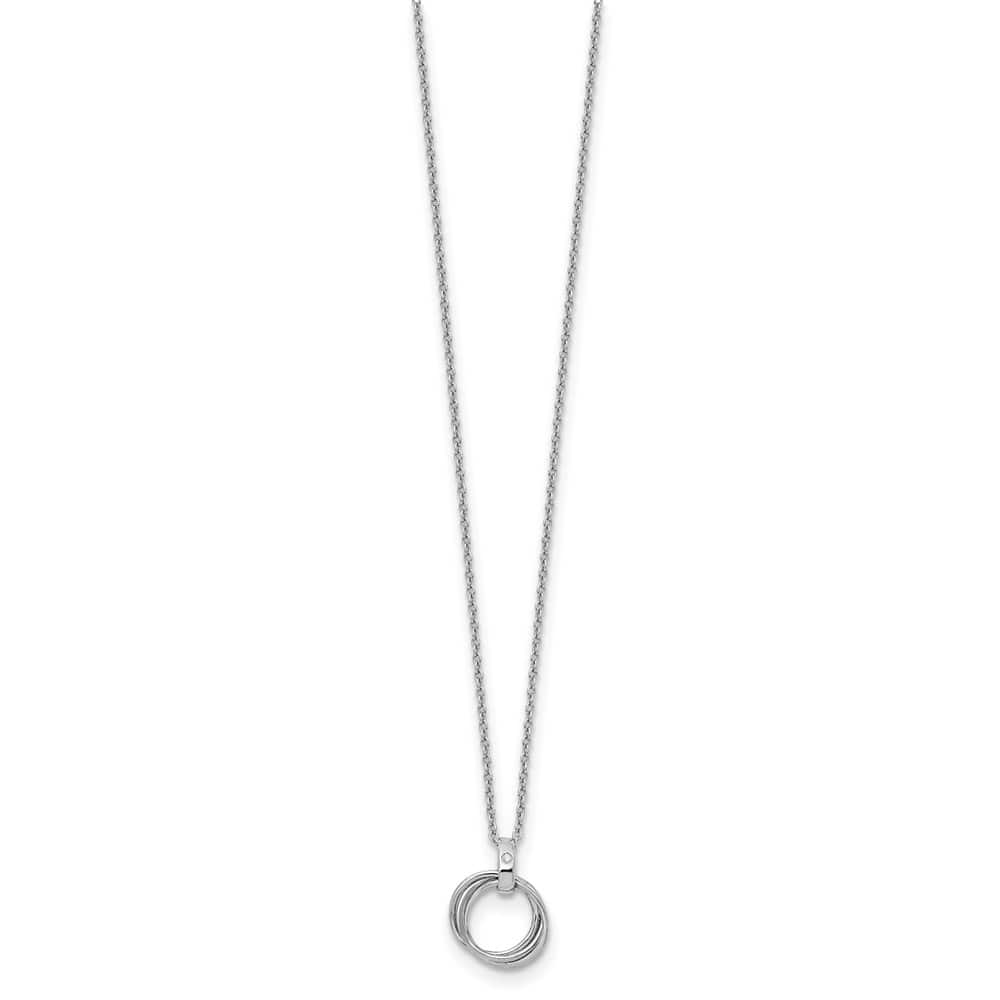 Sterling Silver White Ice Diamond Three Ring 20 inch Necklace