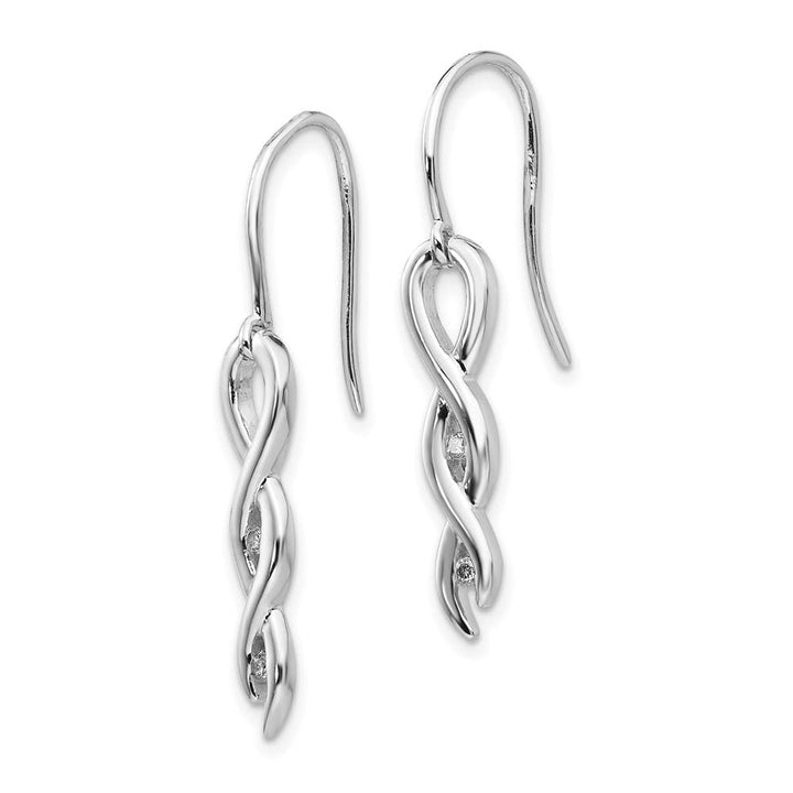 Sterling Silver White Ice Diamond Twist Dangle Shepherd Hook Earrings, view 2 of 7