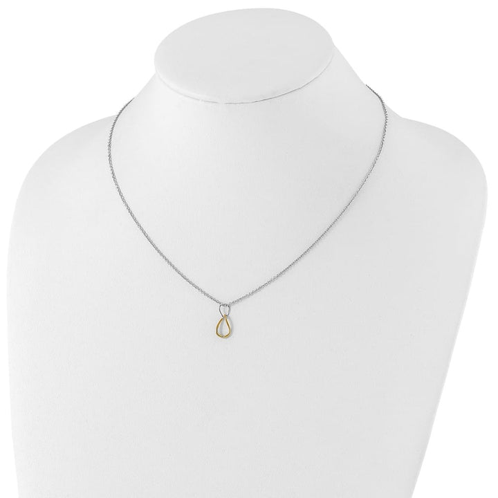 Sterling Silver White Ice Gold-tone Diamond 17x8 mm 20 inch Necklace