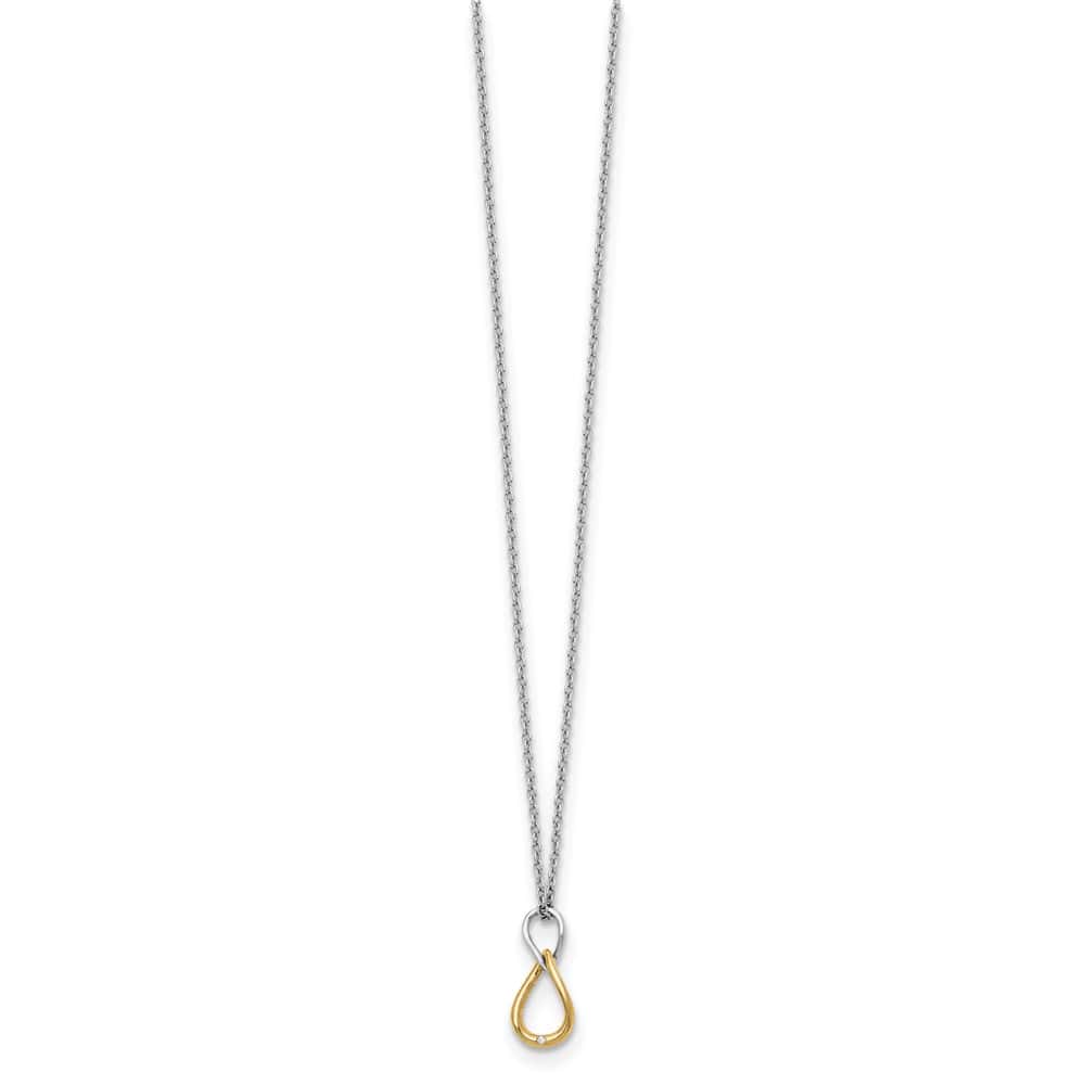 Sterling Silver White Ice Gold-tone Diamond 17x8 mm 20 inch Necklace