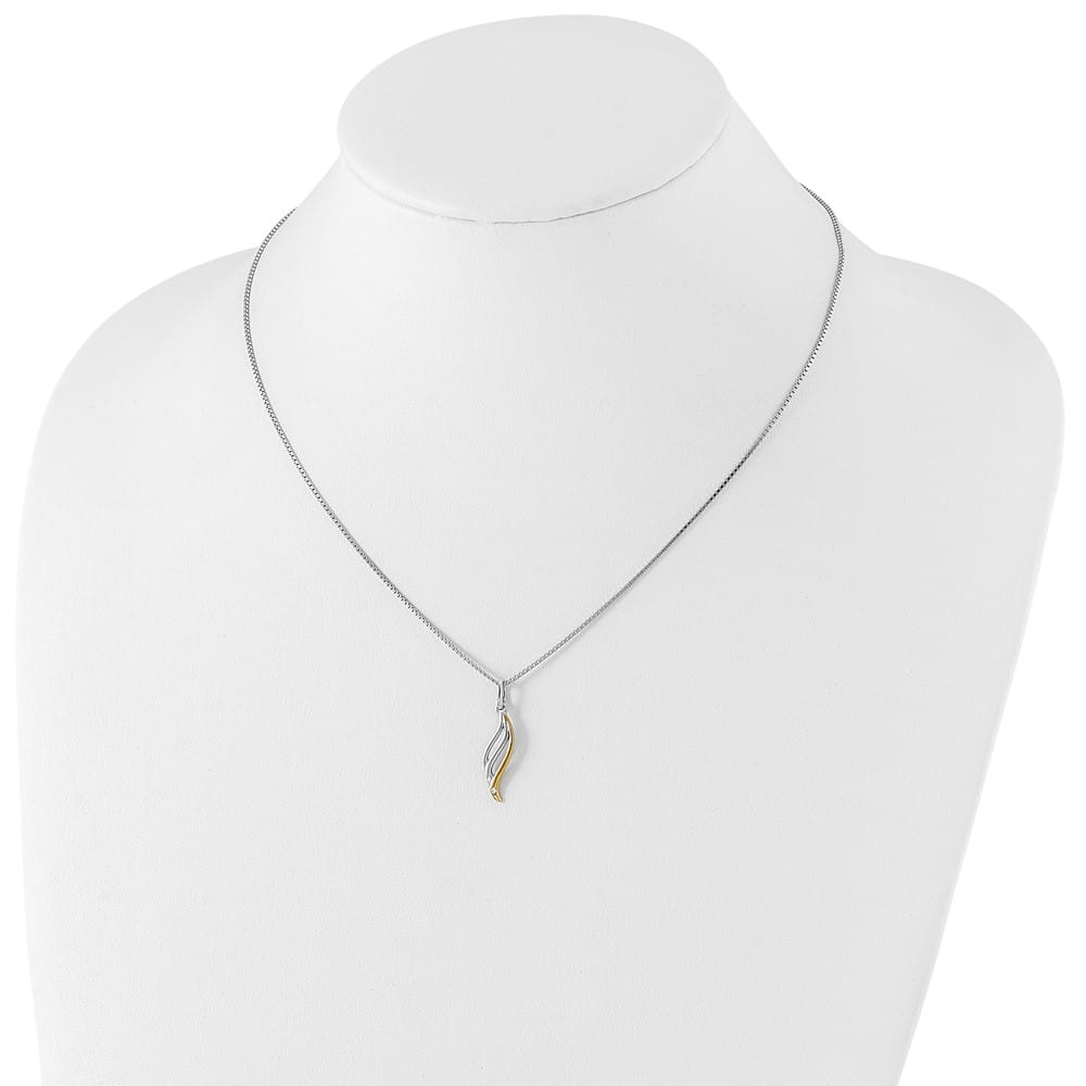Sterling Silver White Ice Gold-tone Diamond 25x7 mm 20 inch Necklace