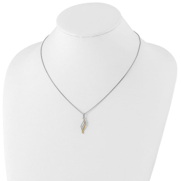 Sterling Silver White Ice Gold-tone Diamond 25x7 mm 20 inch Necklace