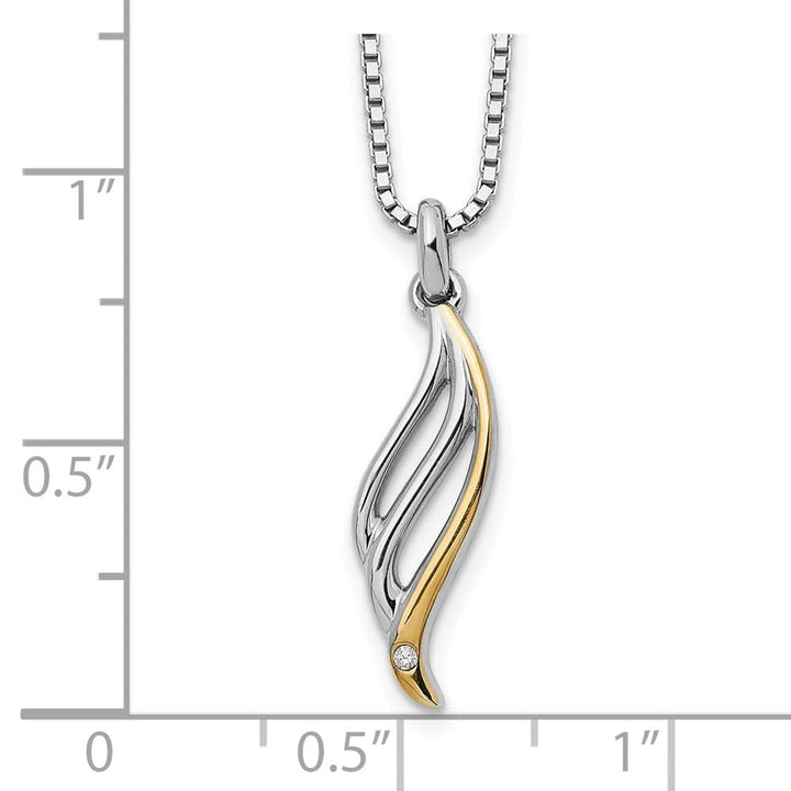 Sterling Silver White Ice Gold-tone Diamond 25x7 mm 20 inch Necklace