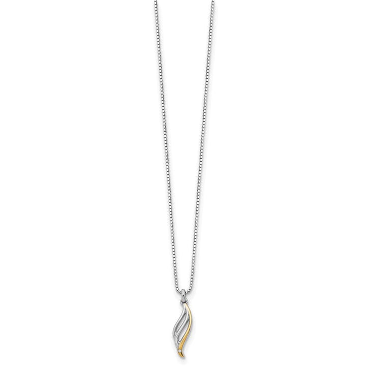Sterling Silver White Ice Gold-tone Diamond 25x7 mm 20 inch Necklace