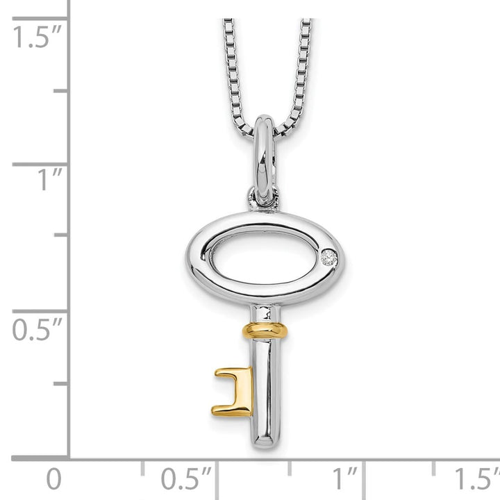 Sterling Silver White Ice Gold-tone Diamond Key 20 inch Necklace