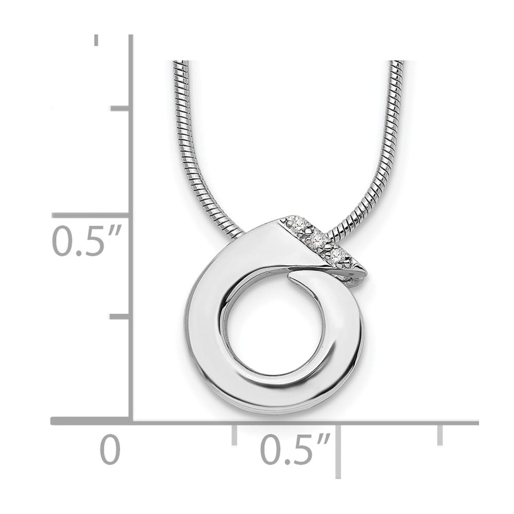 Sterling Silver White Ice Open Circle Diamond 20 inch Necklace