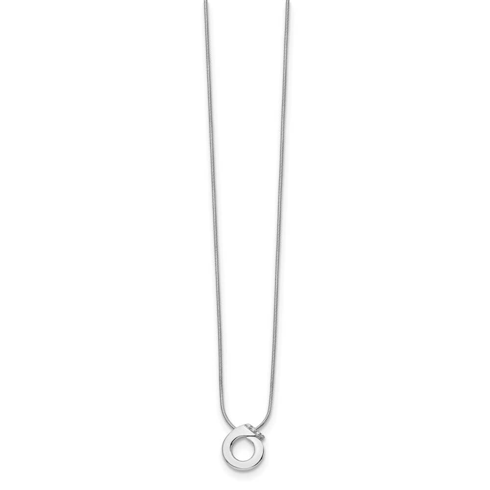 Sterling Silver White Ice Open Circle Diamond 20 inch Necklace