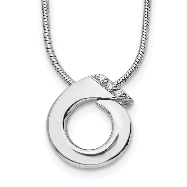 Sterling Silver White Ice Open Circle Diamond 20 inch Necklace