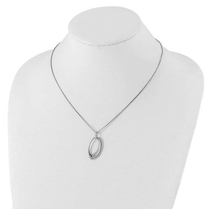 Sterling Silver White Ice Open Oval Diamond 20 inch Necklace