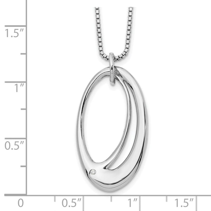 Sterling Silver White Ice Open Oval Diamond 20 inch Necklace