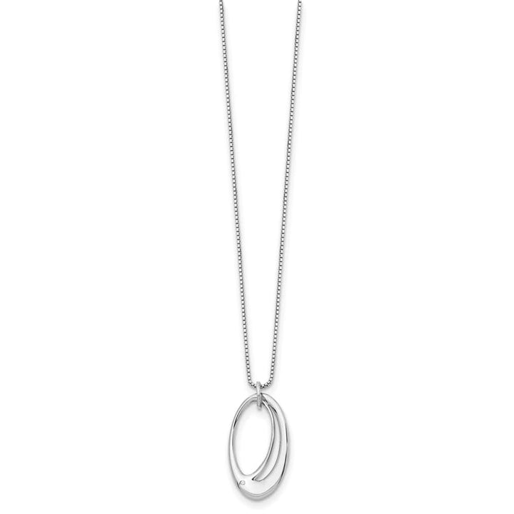 Sterling Silver White Ice Open Oval Diamond 20 inch Necklace